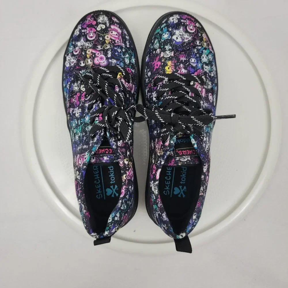 SKECHERS TOKIDOKI Womens 7.5 Shoes Roadies TOKIROADIE Black Multi Sneakers Cute - Picture 6 of 11